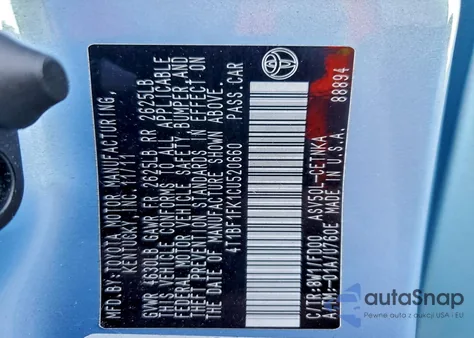 2012 Toyota Camry Base из США, поврежденный, VIN 4T1BF1FK1CU520660